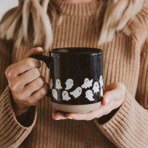 Ghost Pattern Stoneware Coffee Mug - Halloween Decor